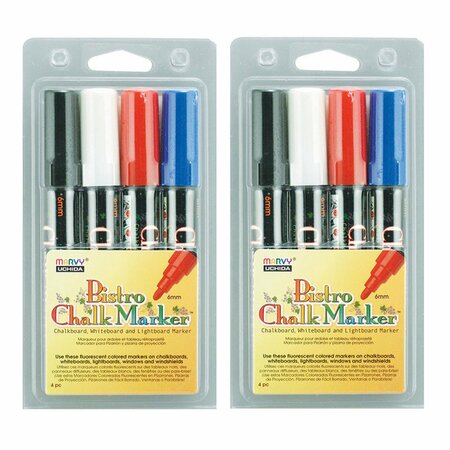 MARVY UCHIDA Broad Point Chalk Marker Broad Tip Set 4C, Basic Colors, 8PK 480-4C